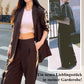 💯Outfit-Set für Damen: Lässiger Blazer mit Reverskragen und Hose mit weitem Bein