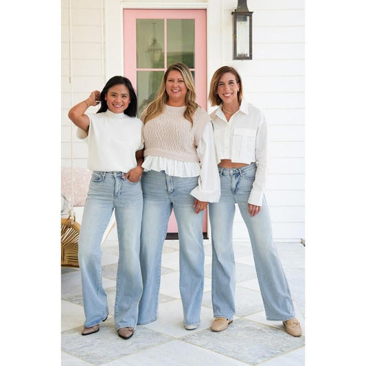 🌷Frühling Vorverkauf 49% Rabatt🍃High Rise Vintage-Waschung mit Bauchkontrolle, gerade geschnittene Jeans
