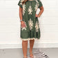 🩷👗Rundhalskleid mit Vintage-Print