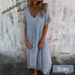 ⏳Begrenzte Zeit 50% Rabatt💥Lässiges Baumwoll-Leinen-Kleid mit V-Ausschnitt für Frauen