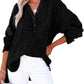 Blusas casuales de gasa para mujer con botones al frente y mangas largas en tallas grandes