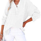 Blusas casuales de gasa para mujer con botones al frente y mangas largas en tallas grandes