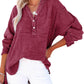Blusas casuales de gasa para mujer con botones al frente y mangas largas en tallas grandes