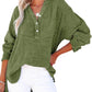 Blusas casuales de gasa para mujer con botones al frente y mangas largas en tallas grandes