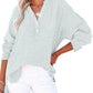 Blusas casuales de gasa para mujer con botones al frente y mangas largas en tallas grandes
