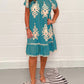🩷👗Rundhalskleid mit Vintage-Print