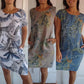 🌷56% RABATT❤️‍🔥Bedrucktes Kleid mit Rundhalsausschnitt aus Baumwolle und Leinen für Frauen