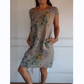 🌷56% RABATT❤️‍🔥Bedrucktes Kleid mit Rundhalsausschnitt aus Baumwolle und Leinen für Frauen
