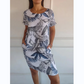 🌷56% RABATT❤️‍🔥Bedrucktes Kleid mit Rundhalsausschnitt aus Baumwolle und Leinen für Frauen