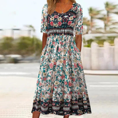 50% OFF🔥Elegantes Kleid mit böhmischem Print für Damen