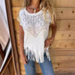 👚50% de descuento💕Camiseta de manga corta de color liso para mujer con estampado llamativo y dobladillo deshilachado 