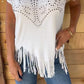 👚50% de descuento💕Camiseta de manga corta de color liso para mujer con estampado llamativo y dobladillo deshilachado 