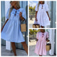 🍧Trendiges einfarbiges Damenkleid mit Fliege vorne und Puffärmeln