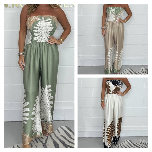 ⏰Zeitlich begrenzter Rabatt🌊💕 Sexy trägerloser Jumpsuit mit Sommerprint für Damen