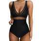 🏝️Badeanzug mit Bauchkontrolle und Netzdetails👙