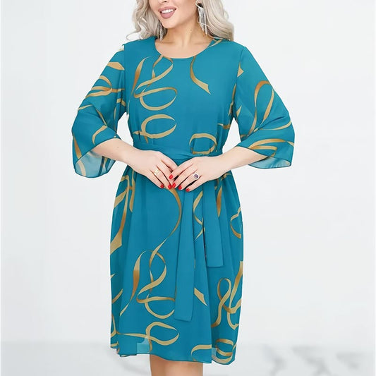 💕💃Elegantes, lockeres Midikleid mit gerüschten Ärmeln