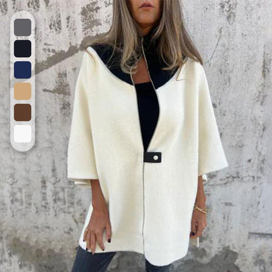 Lässige Jacke mit Stehkragen und halbem Reißverschluss für Damen