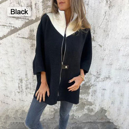 Lässige Jacke mit Stehkragen und halbem Reißverschluss für Damen