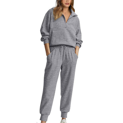 🌟Damen 2-teilige Sweatshirts SetLangarm Half Zip Pullover Sweatshirt