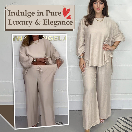Pantalones anchos de cintura alta y manga larga para mujer. 
