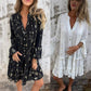 🔥Muttertag 50% OFF🔥Damenkleid mit V-Ausschnitt und Print