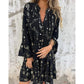 🔥Muttertag 50% OFF🔥Damenkleid mit V-Ausschnitt und Print