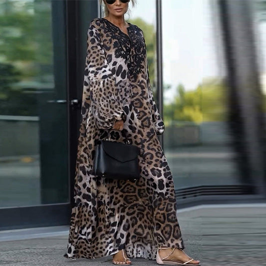 🤩Lässiges langärmeliges Damenkleid mit Leopardenmuster