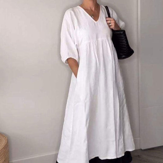 💖🦢Damen V-Ausschnitt Freizeitkleid