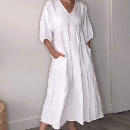 💖🦢Damen V-Ausschnitt Freizeitkleid
