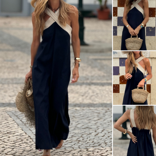 💕Frühlingsangebote 50% RABATT💕Damen ärmelloses Maxikleid mit Neckholder