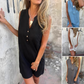 💖Limited Sale 50% OFF💖👗Damen ärmelloses Kleid mit V-Ausschnitt und Knopfleiste