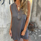 💖Limited Sale 50% OFF💖👗Damen ärmelloses Kleid mit V-Ausschnitt und Knopfleiste