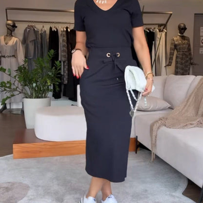 ⏳Zeitlich begrenzter Rabatt💥💃Set aus Oberteil und Rock mit V-Ausschnitt für Damen