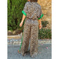 52% RABATT💐 2-teiliges Damen-Outfit mit Leopardenmuster, Button-Down-Hemd und Hose mit weitem Bein