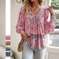 🌷🍃Damenmode bedrucktes Langarmshirt mit V-Ausschnitt