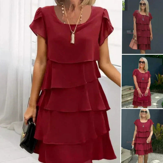 🔥SCHNÄPPCHEN 50 % RABATT🔥 Lässiges Rüschenkleid mit Wellenschnitt für Damen