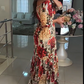 🌹 HEISSER VERKAUF 50 % RABATT 🌹 Damen-Plisseekleid mit V-Ausschnitt und Blumenmuster