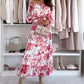 🌷49% RABATT❤️‍🔥Zweiteiliges Set mit Blumenmuster: Off-Shoulder-Bluse & Maxirock