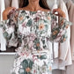 🌷49% RABATT❤️‍🔥Zweiteiliges Set mit Blumenmuster: Off-Shoulder-Bluse & Maxirock