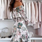 🌷49% RABATT❤️‍🔥Zweiteiliges Set mit Blumenmuster: Off-Shoulder-Bluse & Maxirock