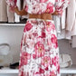 🌷49% RABATT❤️‍🔥Zweiteiliges Set mit Blumenmuster: Off-Shoulder-Bluse & Maxirock