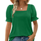 🔥 Lässiges Damen-T-Shirt mit bequemem 🔥 quadratischem Ausschnitt und gerüschten Ärmeln im Sommer