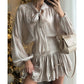Fashion Bowknot Top High Waist Half-body Skirt Casual Set