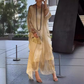 Elegante vestido de gasa con estampado de mármol