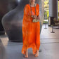 Elegante vestido de gasa con estampado de mármol