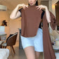Conjunto de 2 piezas de top sin mangas de color liso y pantalón ajustable con cordón