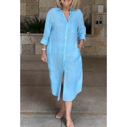 🌸Women‘s Casual Loose Cotton Linen Long Shirt Dress
