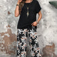 🌸Women's Casual Floral Print Wide Leg Trousers and Short Sleeve Top Set