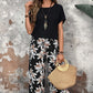 🌸Women's Casual Floral Print Wide Leg Trousers and Short Sleeve Top Set