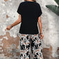 🌸Women's Casual Floral Print Wide Leg Trousers and Short Sleeve Top Set